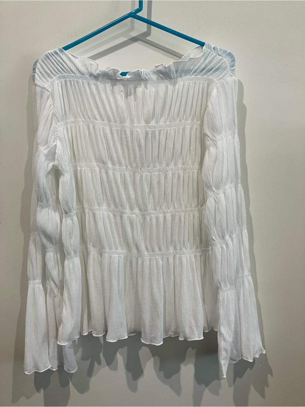 NWT Maternity Sheer Off-Shoulder White Long-Sleeve Blouse